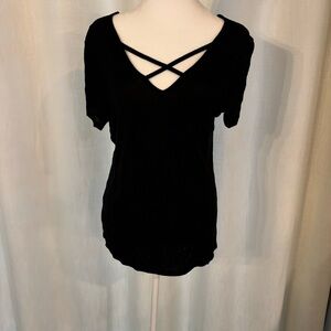 Dressy Cross Straps Black Tee Short